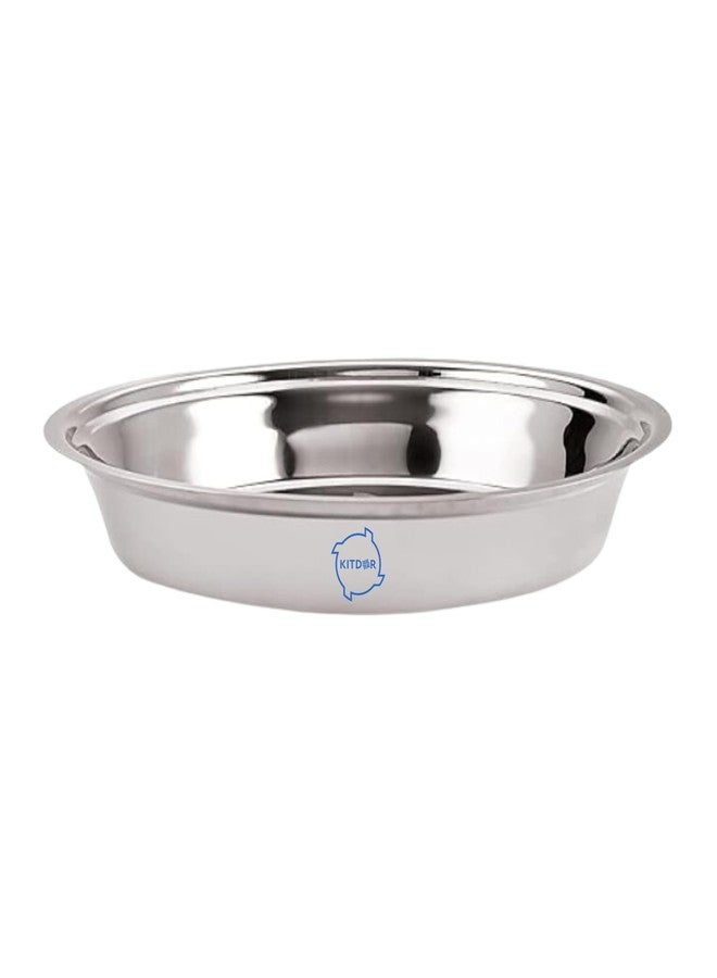 KITDOR Stainless Steel Atta Parat for Dough Kneading (Small) | Multipurpose Mixing Parat for Serving, Mixing & Storing | Dough Bowl for Kitchen and Organizing Veggies (Size-13, Diameter- 29 cm) - Image 5